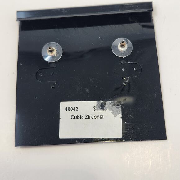 Cookie Lee Silver Tone Dangle CZ Stone Post Earrings Pierced Minimalist Dangle - Picture 4 of 5